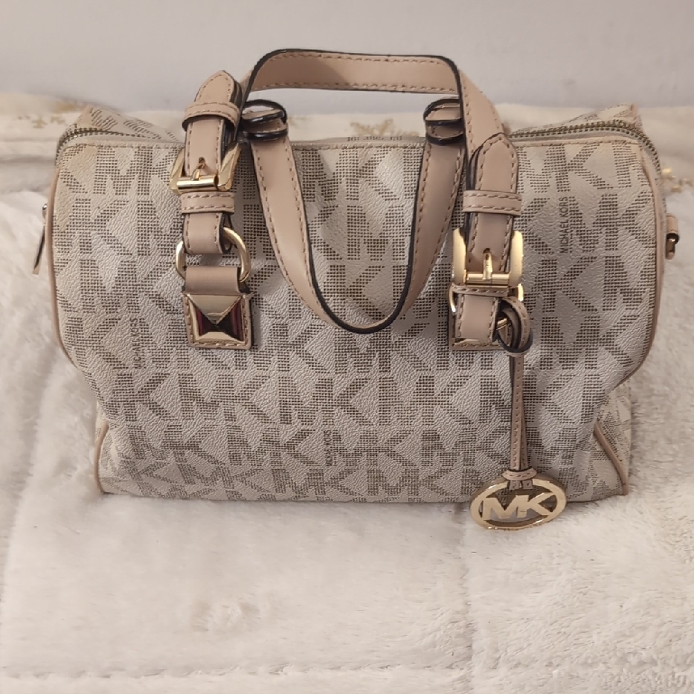 Michael Kors Off-white Monogram Satchel